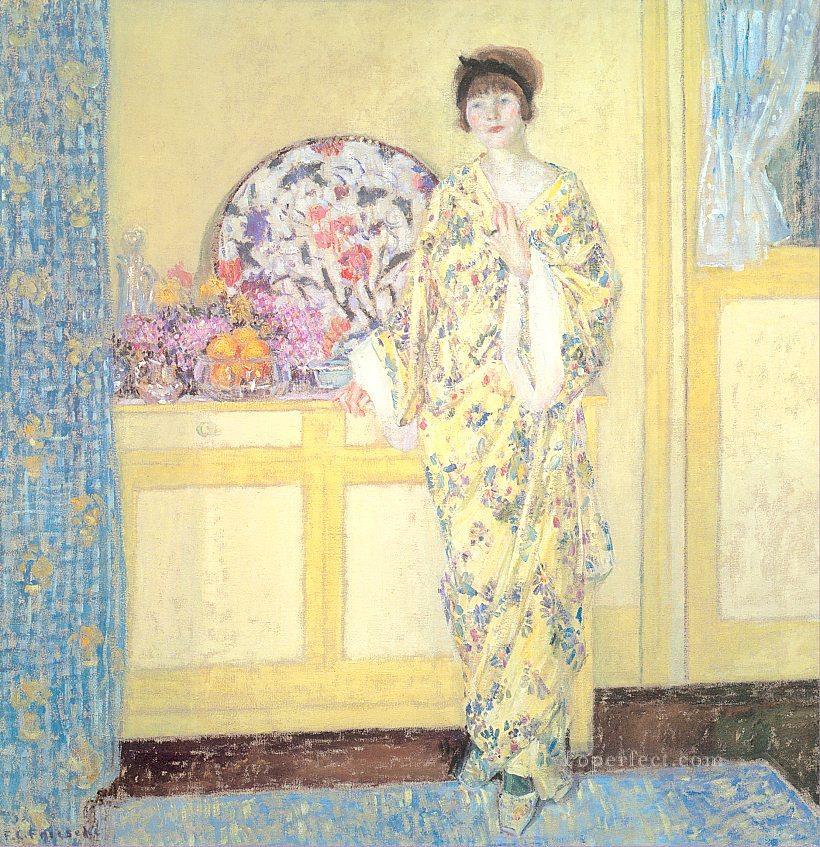The Yellow Room Impressionist women Frederick Carl Frieseke Oil Paintings